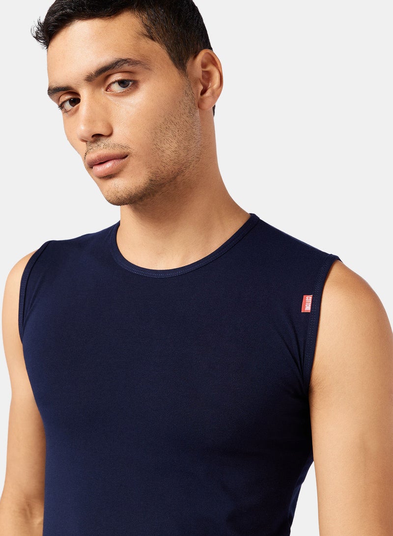 Cottonil Under Shirt Cutt O For Men - Dark Blue;M - Image 3