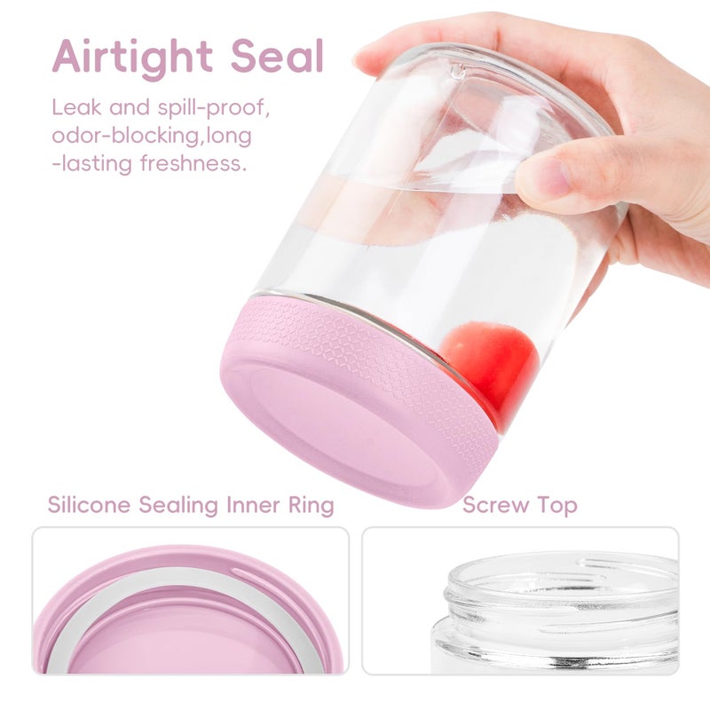Gemice 6-Pack 16 oz Overnight Oats Containers with Lids and Silicone Sleeves, Glass Mason Jars with Airtight Lid, Dishwasher Safe, Wide Mouth Chia Seed Pudding Meal Prep Jar for Yogurt Berries Snack - Image 5