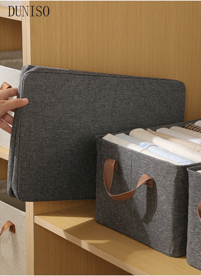 DUNISO 6 Pieces Foldable Closet Storage Organizer Washable Closet Storage Box with Carrying Handles Toy Organizer Box Cube Storage Bin for Clothes Wardrobe Home Bedroom Office  - Image 5