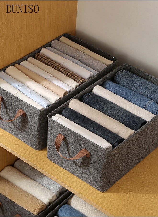 DUNISO 6 Pieces Foldable Closet Storage Organizer Washable Closet Storage Box with Carrying Handles Toy Organizer Box Cube Storage Bin for Clothes Wardrobe Home Bedroom Office  - Image 4