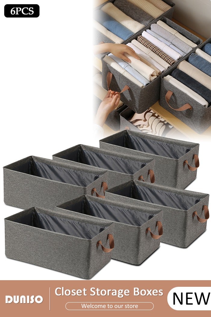 DUNISO 6 قطع منظم تخزين خزانة قابل للطي صندوق تخزين قابل للغسل مع مقابض حمل صندوق منظم الألعاب مكعب تخزين للملابس خزانة المنزل غرفة النوم المكتب - Image 1