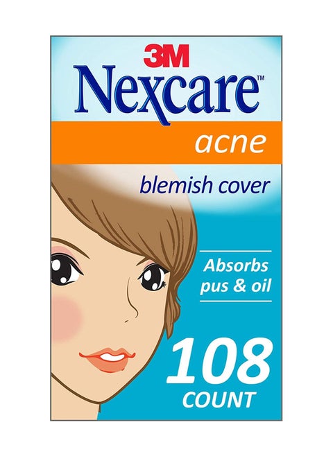 Nexcare Acne Absorbing Cover, Acne, Pimple, Zit Patch, Protective cover for blemishes, Visibly indicates that it is working, 108-count, two sizes