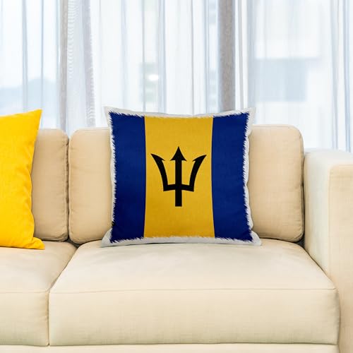 3dRose Flag of Barbados Caribbean Blue Golden Yellow and Trident Barbadian Island Country World Flag 16x16 inch Pillow Case - Image 3