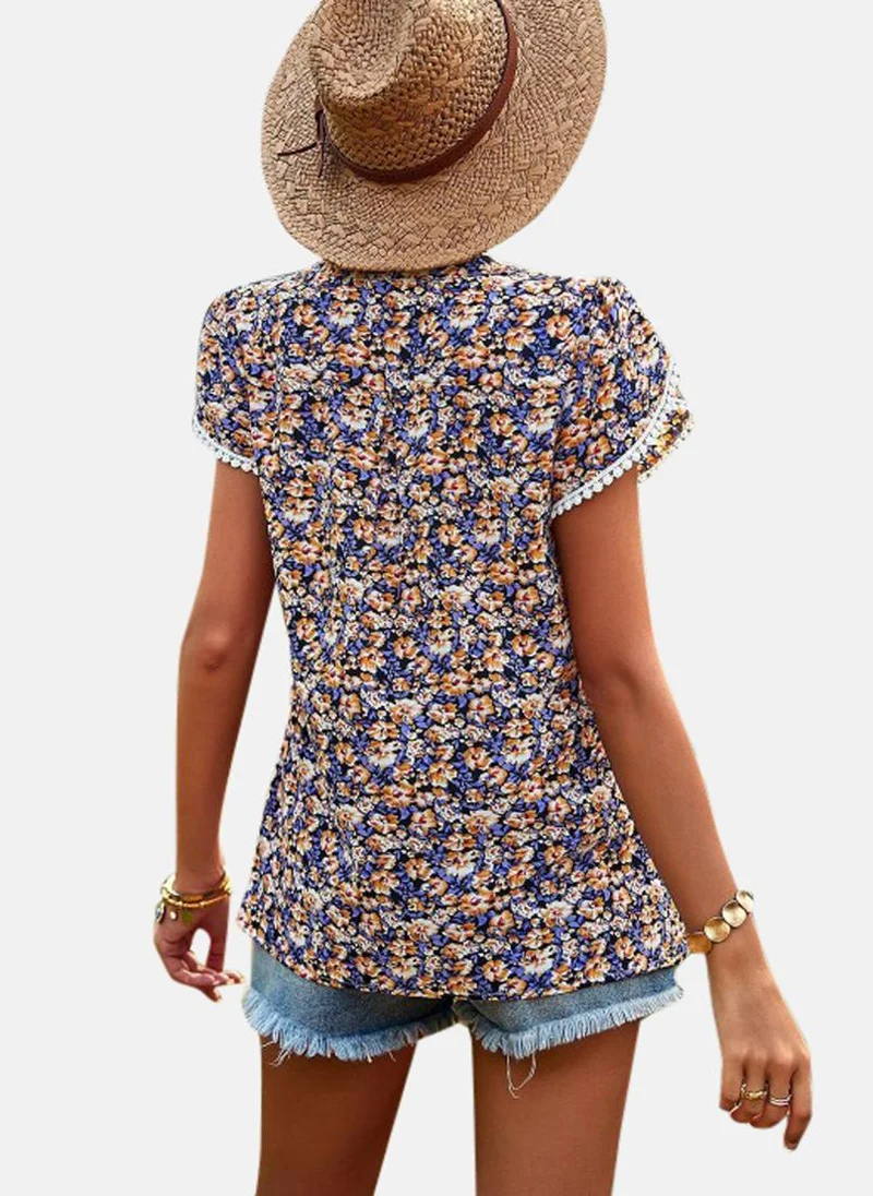 YUNIQEE Brown V-Neck Printed Top