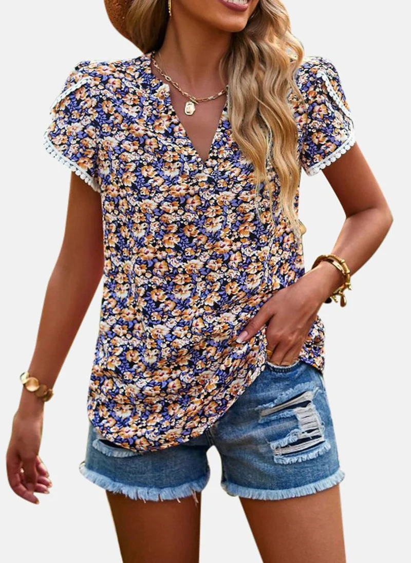 YUNIQEE Brown V-Neck Printed Top