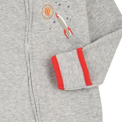 Aablexema Baby Footie Pajama with Mitten Cuffs, Double Zipper Infant Cotton clothes Sleeper Pjs, Footed Sleep Play(Snow & Rocket & Space, 6-9 Months) - Image 4