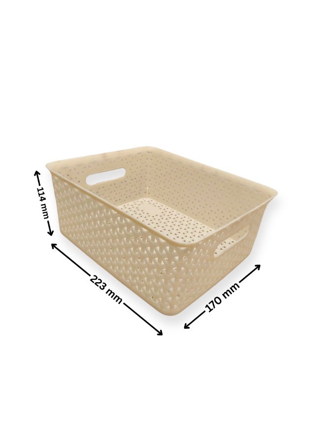 SNH Storage Basket Set of 3 | Multi-Purpose Plastic Organizer with Handles | Durable, Rectangular Space Saving Shelf & Container for Kitchen, Bathroom, Office, Fridge & Home Storage - Image 4