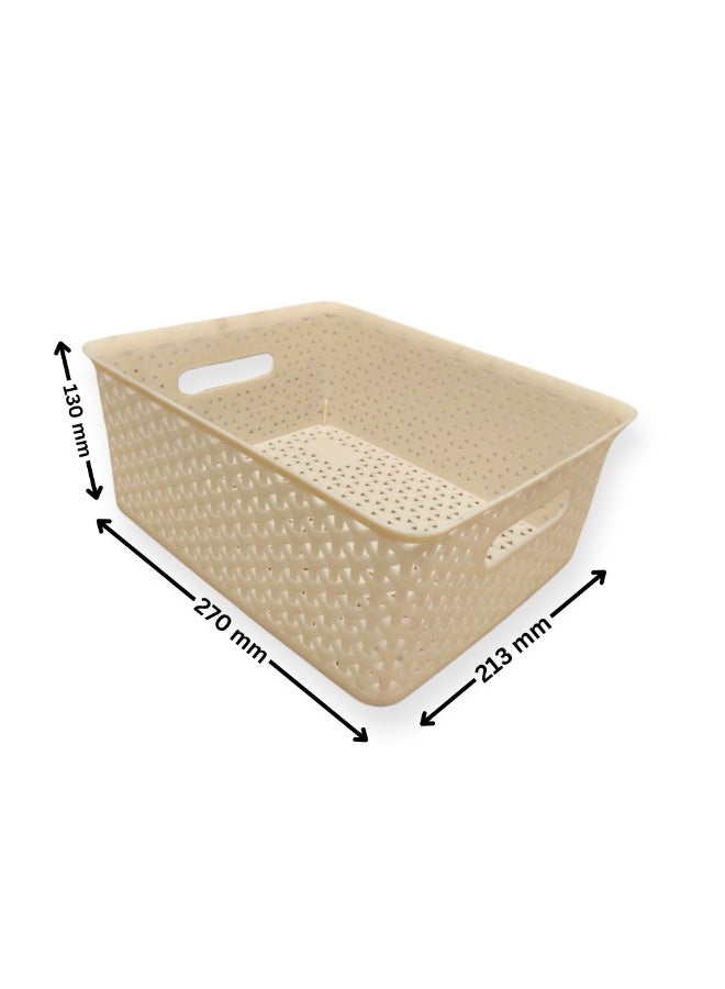 SNH Storage Basket Set of 3 | Multi-Purpose Plastic Organizer with Handles | Durable, Rectangular Space Saving Shelf & Container for Kitchen, Bathroom, Office, Fridge & Home Storage - Image 3