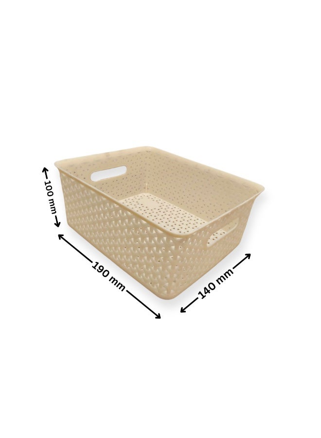 SNH Storage Basket Set of 3 | Multi-Purpose Plastic Organizer with Handles | Durable, Rectangular Space Saving Shelf & Container for Kitchen, Bathroom, Office, Fridge & Home Storage - Image 5
