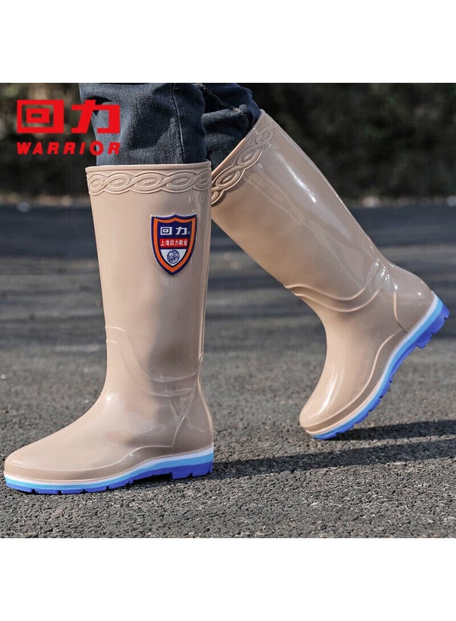 Pull Back Backforce Fashion High Tube Rain Boots Outdoor Waterproof Wear-resistant Shoe Covers Women's Hl703 Khaki Size 40 - Image 2