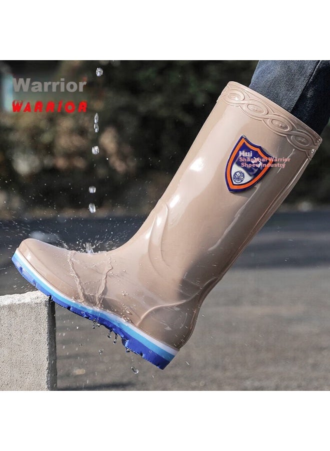 Pull Back Backforce Fashion High Tube Rain Boots Outdoor Waterproof Wear-resistant Shoe Covers Women's Hl703 Khaki Size 40 - Image 1