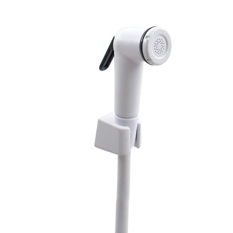 Cossimo صنبور صحي بلاستيكي كوسيمو بلاكي مع خرطوم مرن بطول 1 م وحامل حائط أبيض كبير - Image 4