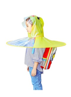 Y&D Raincoat Cartoon Kids Umbrella, Flying Saucer Portable Reusable Raincoats Hand Free Umbrella Hat, Children Comic Cute Yellow Duck Suitable Height 120-150cm  - Image 3