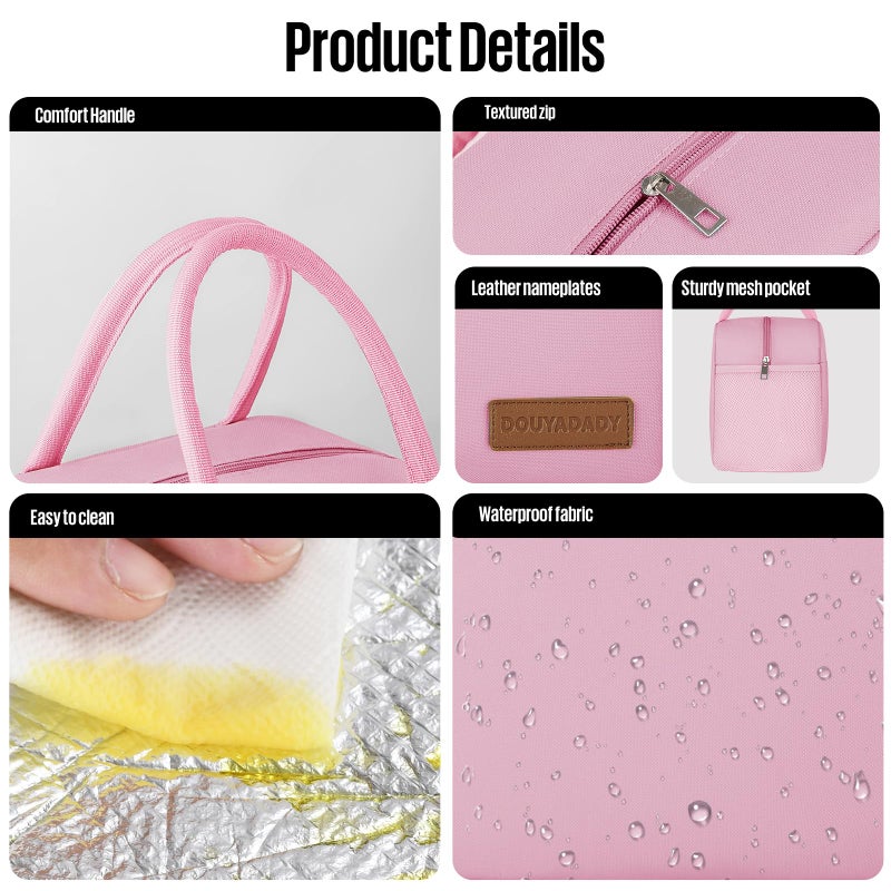 douyadady Lunch Bag Women/Men Lunch Box Women/Men (pink) - Image 4