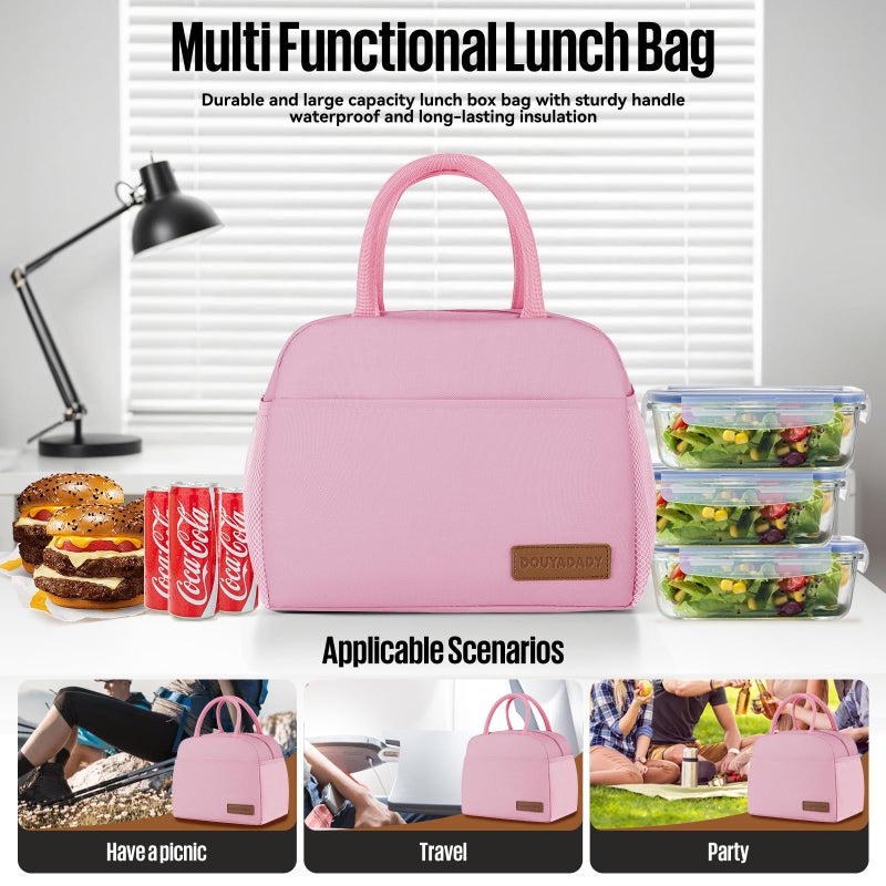 douyadady Lunch Bag Women/Men Lunch Box Women/Men (pink) - Image 3