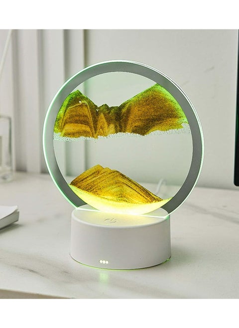 Moving Sand Art Picture Lamp With Light 3D Kinetic Art Sand Sandscape In Motion Display Round Glass Flowing Sand Frame Lamp With Colorful LED Dynamic Sand Art Liquid Motion Sand Picture Lamp For Home Decor Office Study