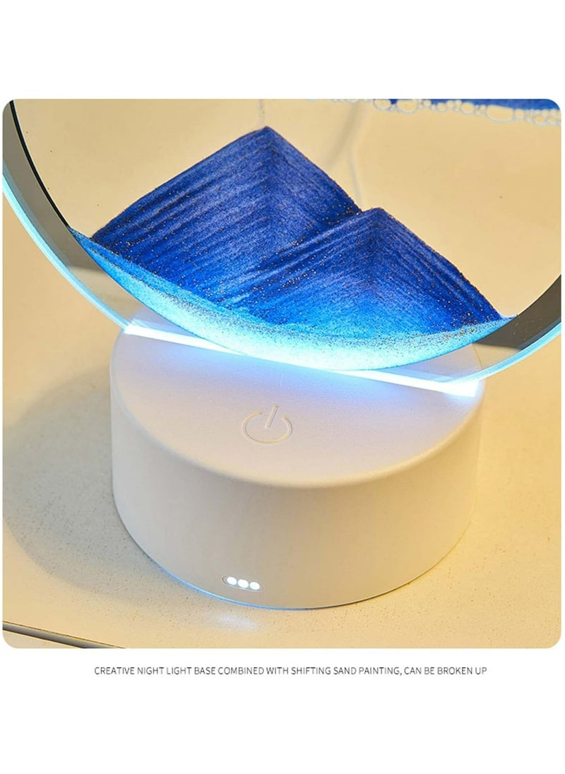 Moving Sand Art Picture Lamp With Light 3D Kinetic Art Sand Sandscape In Motion Display Round Glass Flowing Sand Frame Lamp With Colorful LED Dynamic Sand Art Liquid Motion Sand Picture Lamp For Home Decor Office Study