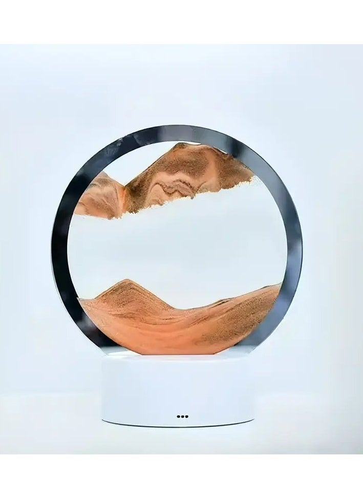 Moving Sand Art Picture Lamp With Light 3D Kinetic Art Sand Sandscape In Motion Display Round Glass Flowing Sand Frame Lamp With Colorful LED Dynamic Sand Art Liquid Motion Sand Picture Lamp For Home Decor Office Study