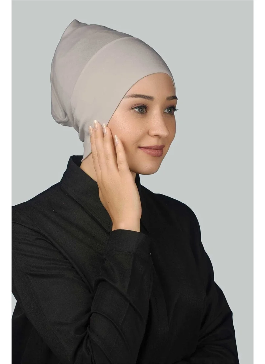 Altobeh Ready-made Practical Snap-on Long Tube Hijab Bonnet - Dark Cream