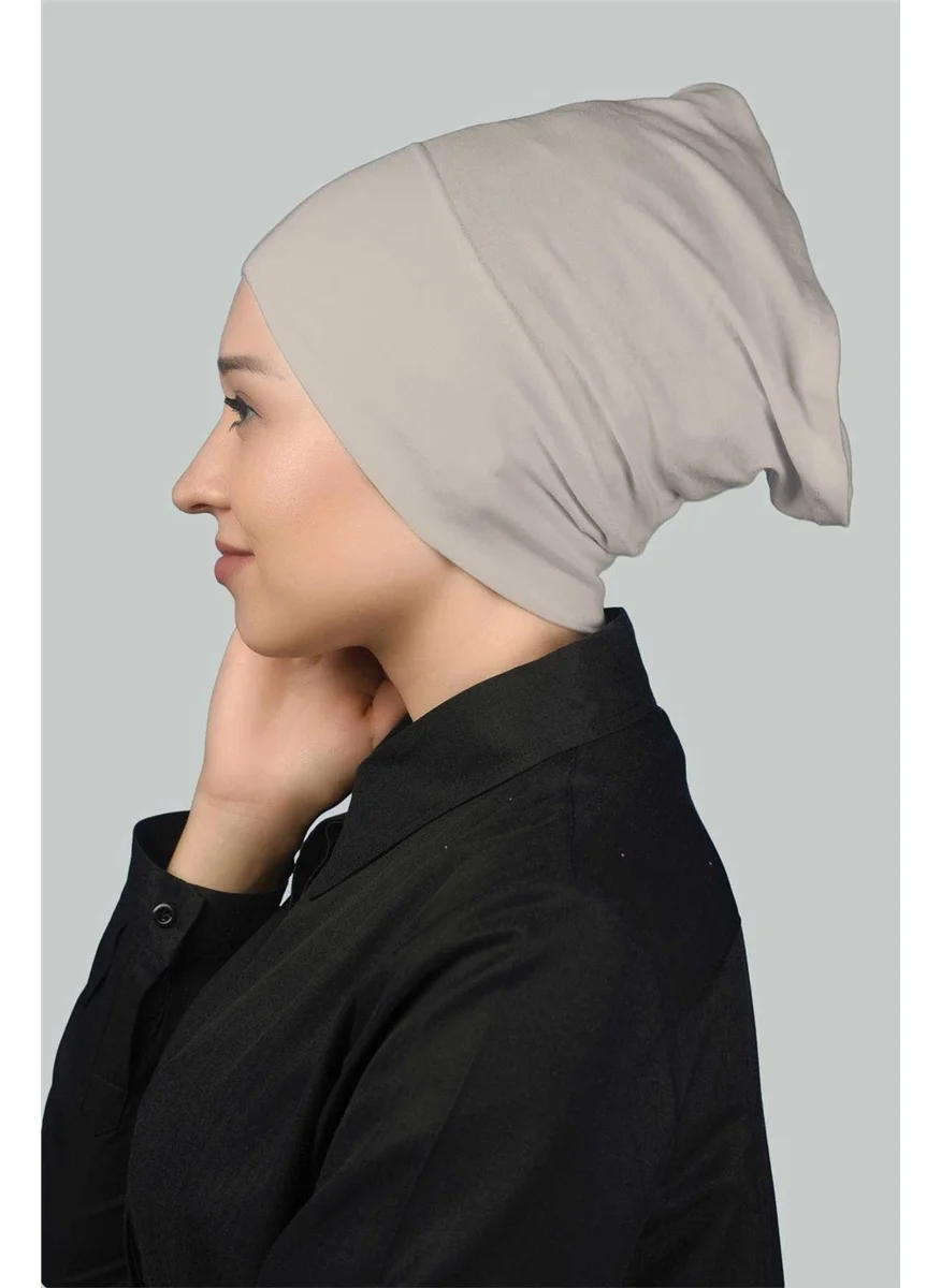 Altobeh Ready-made Practical Snap-on Long Tube Hijab Bonnet - Dark Cream