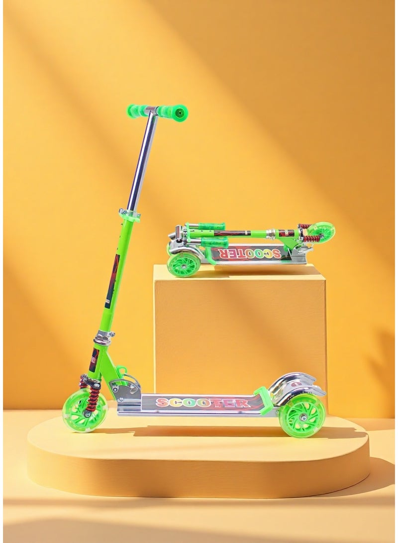 إيزي فيتشور سكوتر الأطفال من إيزي فيوتشر مزود بمقبض قابل للطي وتعديل الارتفاع، وعجلات من البولي يوريثان مزودة بإضاءة LED وفرامل خلفية - مناسب للأعمار من 3 إلى 8 سنوات - Image 1