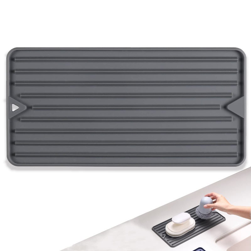 Amyandone Dish Drying Mat Mini Silicone Drying Mat for Kitchen Counter Heat Resistant Silicone Mat for Countertop Protector Super Thick NonSlip Dish Drying Pad for Coffee CupBottleGlassware
