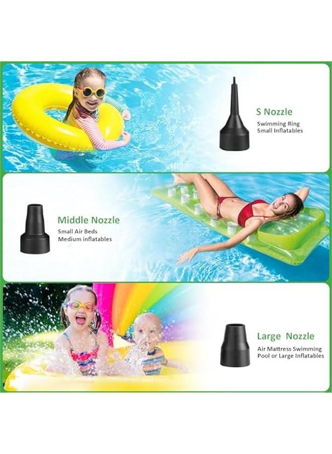 MIXDE - Electric Air Pump, Portable Quick-Fill Air Pump with 3 Nozzles, 4.5kPa, 110V AC/12V DC, Inflator/Deflator Pumps for Outdoor Camping, Inflatable Air Mattress Beds, Boats, Swimming Ring - Image 1