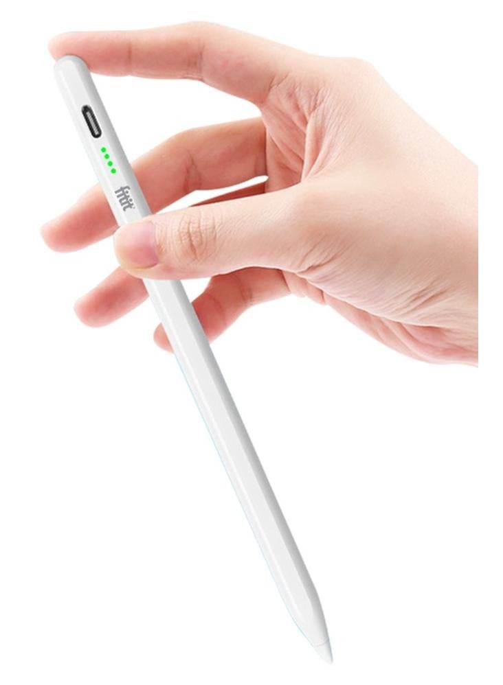 FITIT قلم ستايلس عالمي لجهاز iPad والأجهزة اللوحية التي تعمل بنظام Android، قابل لإعادة الشحن من نوع C، لمسة ذكية، بطارية تدوم 12 ساعة - أبيض - fitit - Image 1