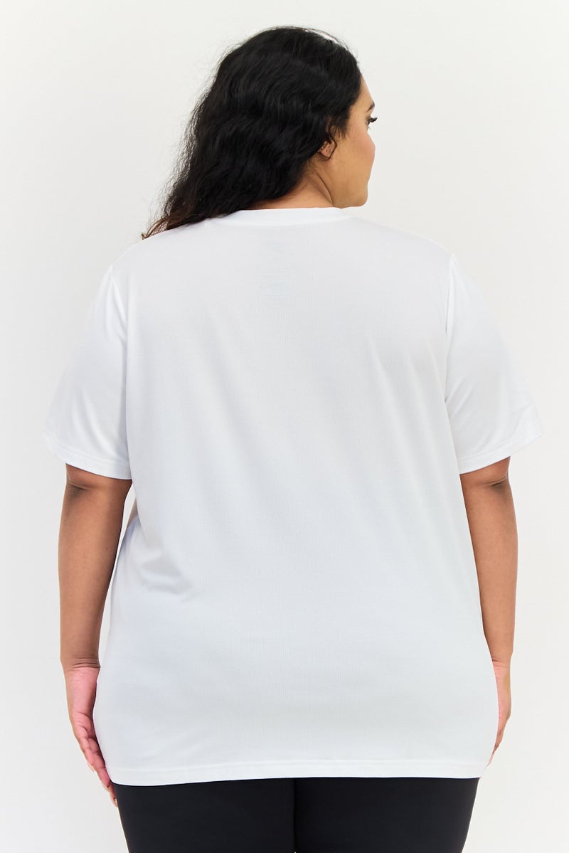 Reebok Women Plus Fit Short Sleeves Training T-Shirt, White - Image 2