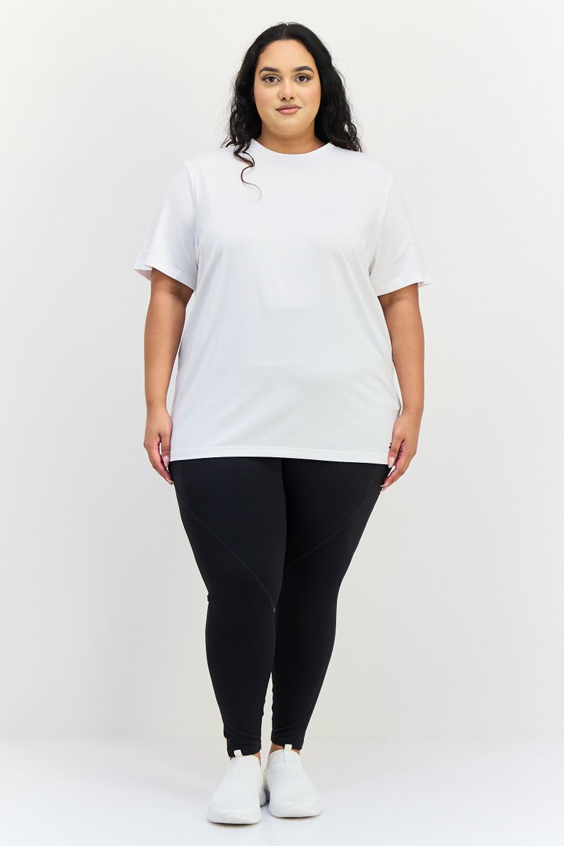 Reebok Women Plus Fit Short Sleeves Training T-Shirt, White - Image 4