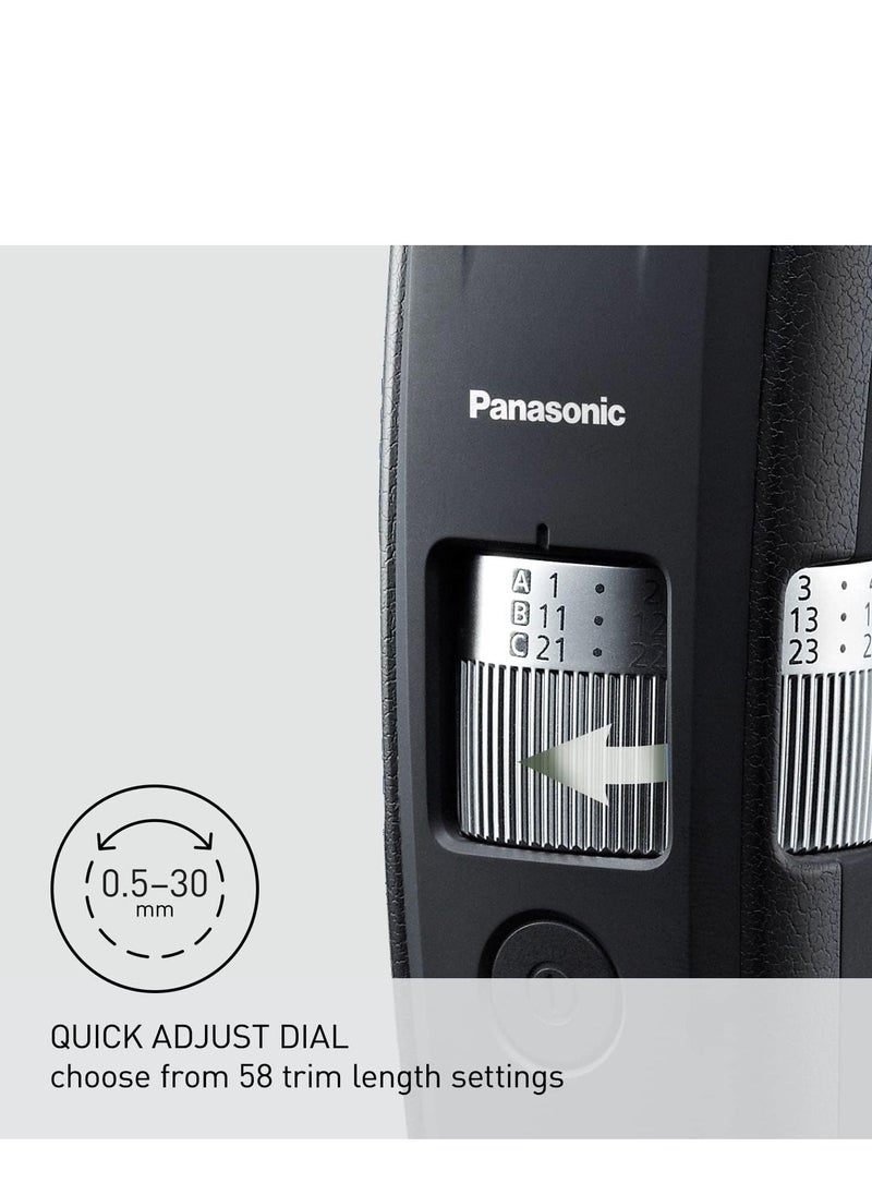 Panasonic - Panasonic Professional Beard Trimmer with 4 Precision Attachments for Detailing, 58 Trim Length Settings with Adjustable Dial, Wet Dry, Cordless ER-GB96-K - Image 1