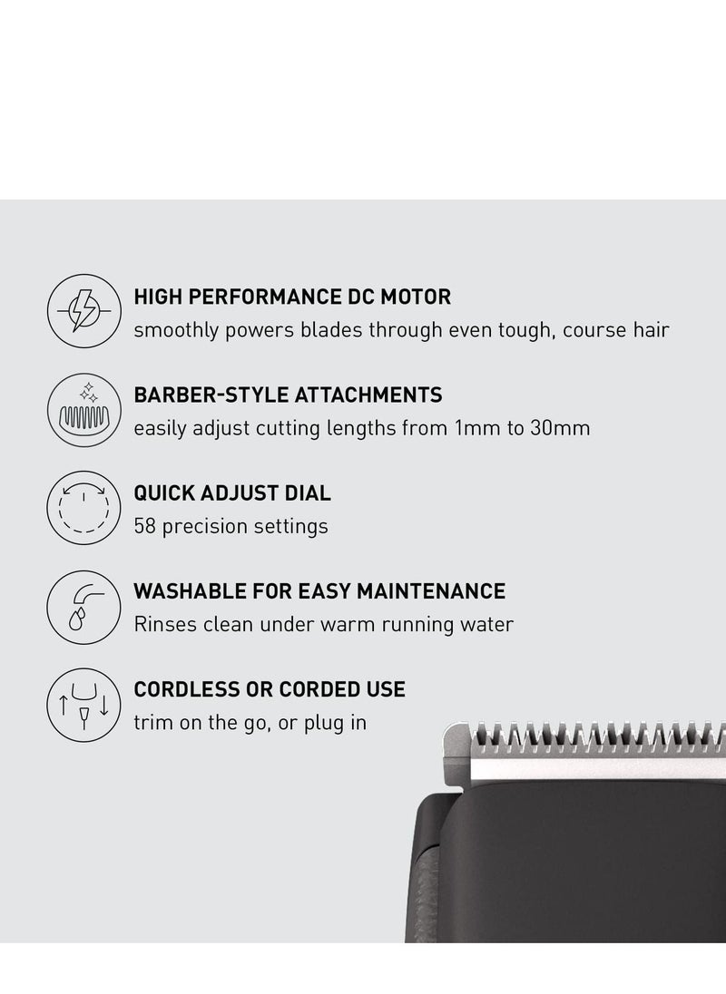 Panasonic - Panasonic Professional Beard Trimmer with 4 Precision Attachments for Detailing, 58 Trim Length Settings with Adjustable Dial, Wet Dry, Cordless ER-GB96-K - Image 1