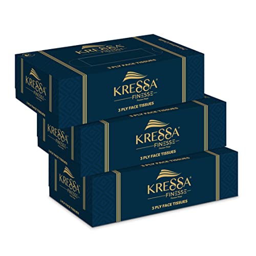 Kressa 3 Ply Face Tissue Box | Facial Tissue | 3 Boxes 80 Pulls Per Box With Total 240 Pulls Made Of 100% Natural Virgin Pulp (Pack of 3) - Image 1