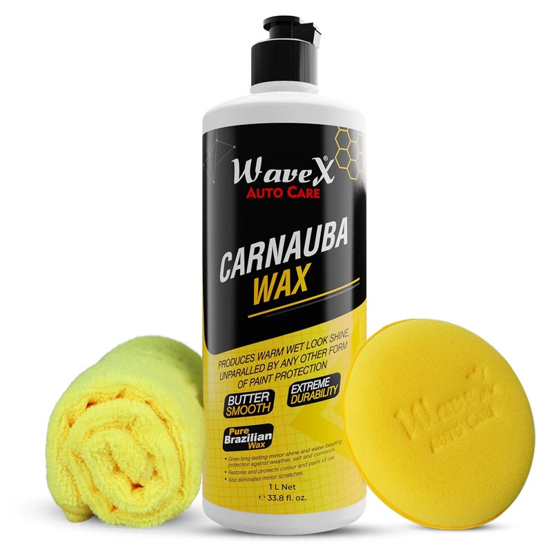 Wavex Carnauba Wax Car Polish (1 L) | Car Wax that Provides Deep Wet Shine | Car Wax Polish for Car Paint, Headlights & Chrome Components - Image 1