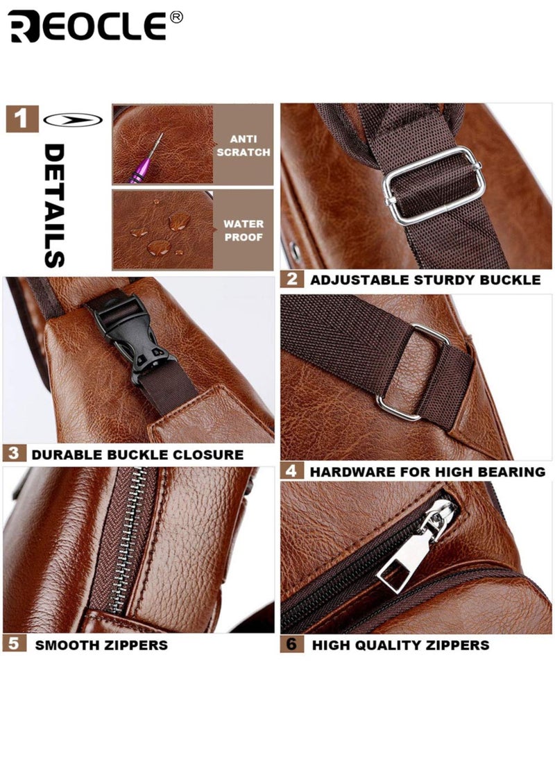 REOCLE Men's Chest Bag Adjustable Crossbody Sling with Multiple Zippered Pockets Casual Outdoor Travel Bag for Everyday Use Secure Storage Bag with Sleek Design and Adjustable Strap - Image 4