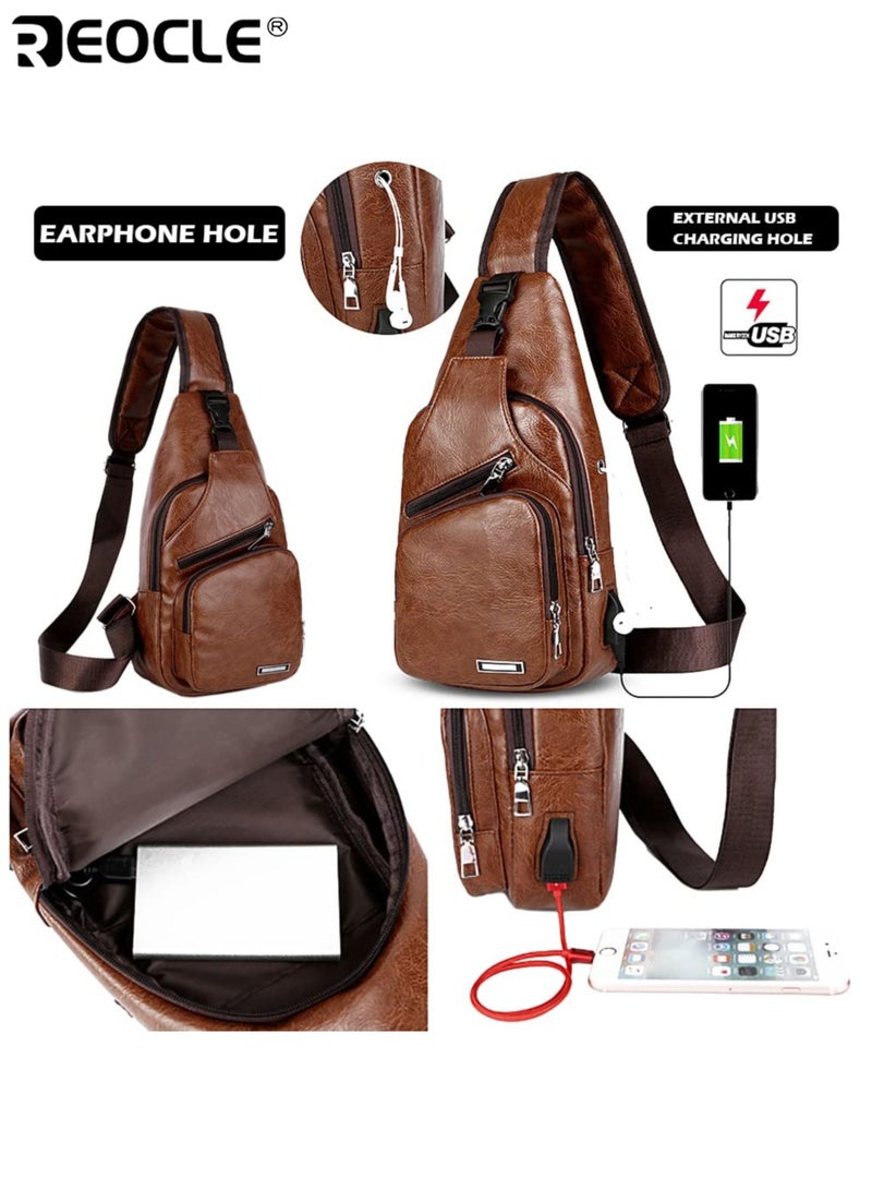 REOCLE Men's Chest Bag Adjustable Crossbody Sling with Multiple Zippered Pockets Casual Outdoor Travel Bag for Everyday Use Secure Storage Bag with Sleek Design and Adjustable Strap - Image 2