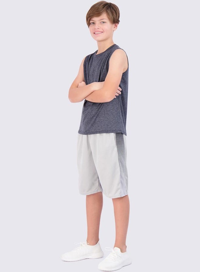 REALESSENTIALS 5 Pack: Boys Active Quick Dry Fit Tank Top Tops Shirts Boy Tshirts Kids Muscle Tees Summer Tanks Jersey Sleeveless Sports Gym Workout Running Athletic Undershirt Breathable Hiking Set 7,L(14) - Image 5