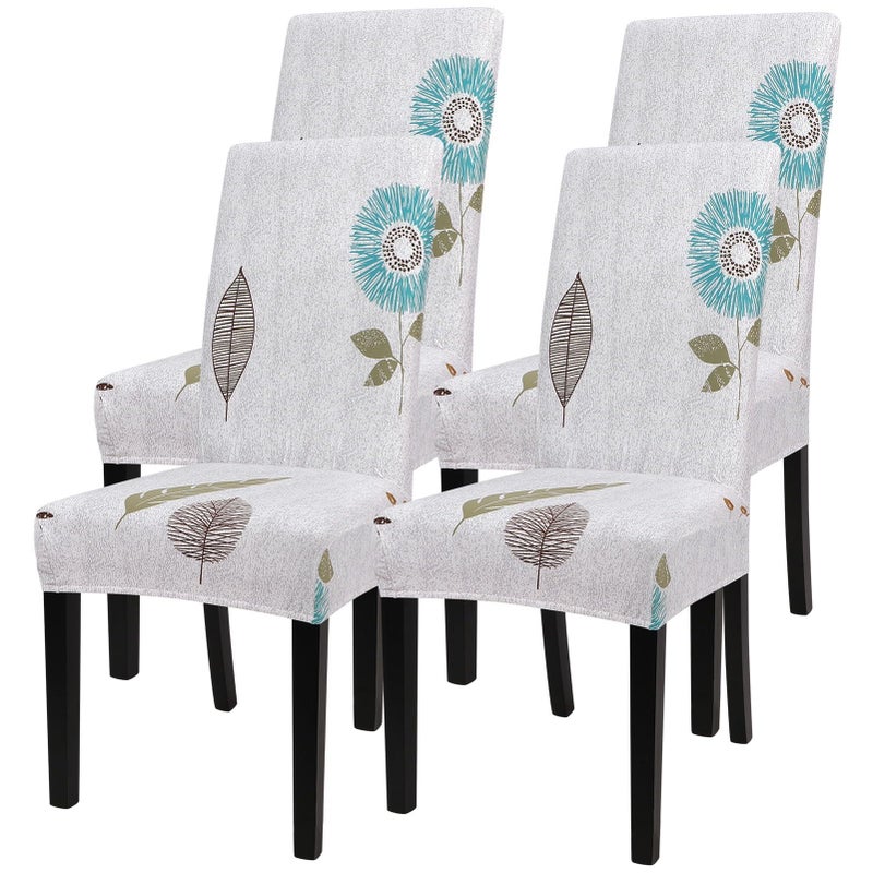 SearchI Printed Dining Room Chair Covers Set of 4 Stretch Kitchen Chair Covers Washable Parsons Chair Slipcover Removable Dining Chair Protectors for HotelCeremonyAutumn Leaves