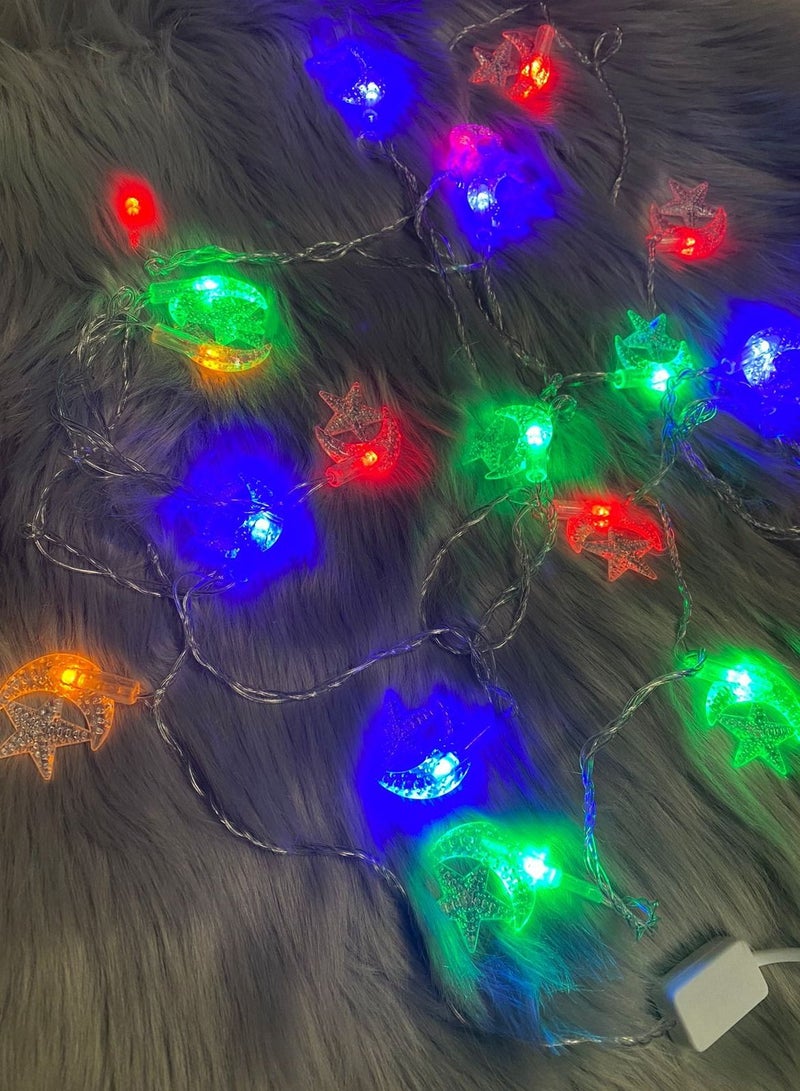 DubaiGallery أضواء خيوط LED لتزيين رمضان - زينة عيد مبارك للمنزل - لفعاليات المسلمين وحفلات عيد الفطر وعيد الأضحى - Image 1