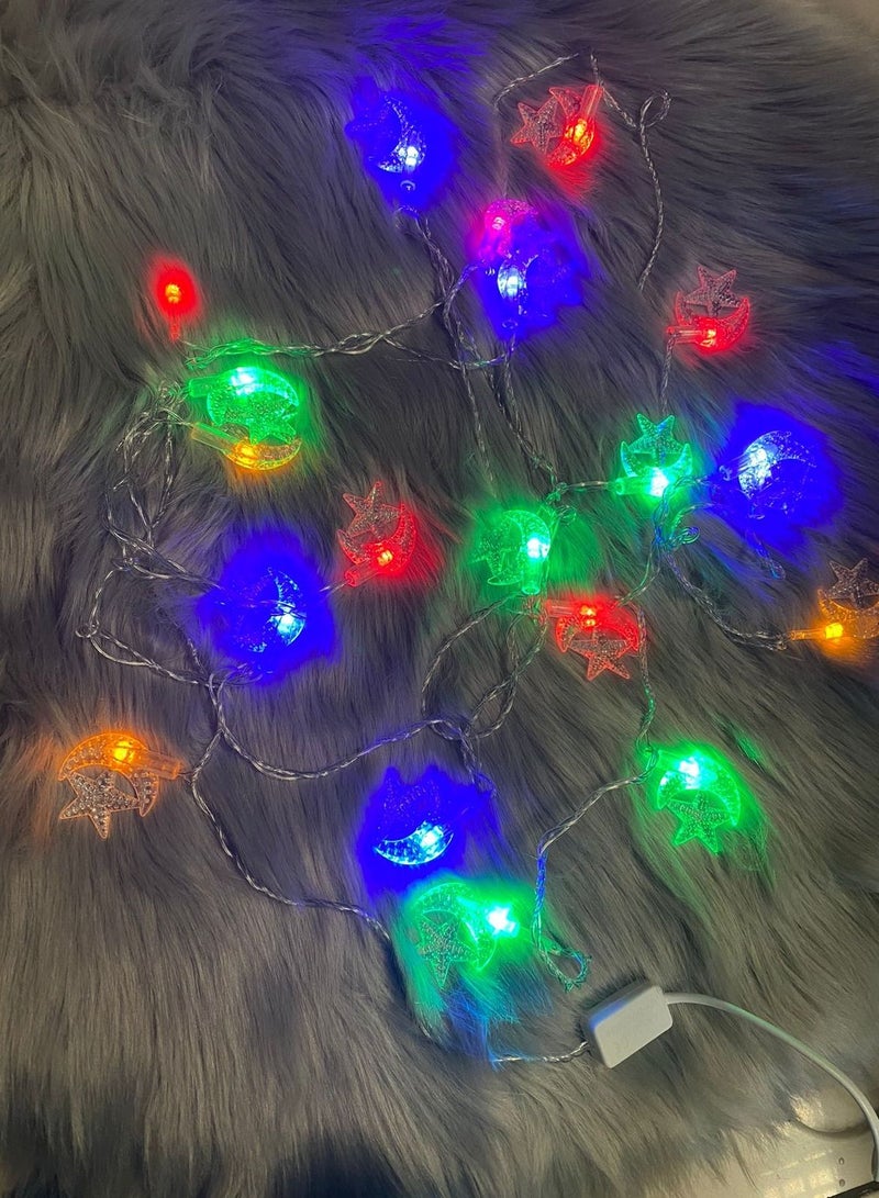 DubaiGallery أضواء خيوط LED لتزيين رمضان - زينة عيد مبارك للمنزل - لفعاليات المسلمين وحفلات عيد الفطر وعيد الأضحى - Image 4