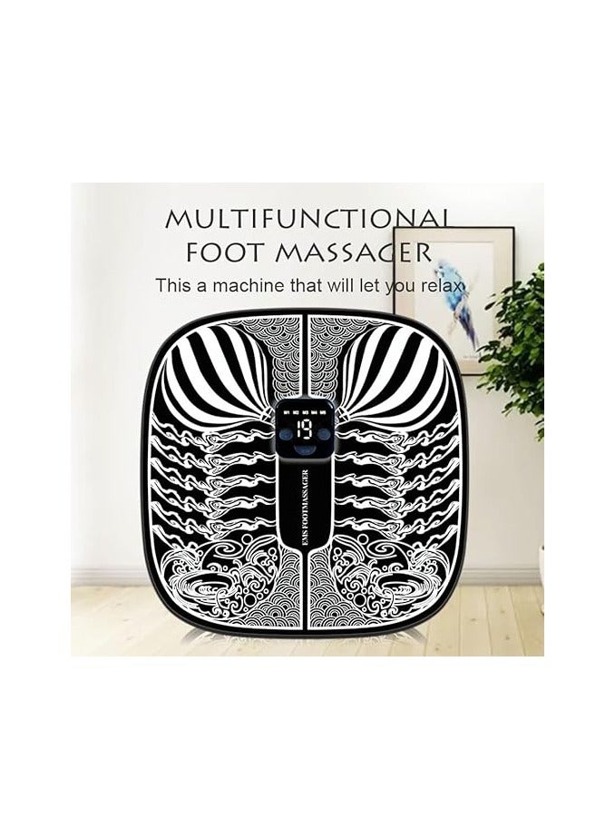 ماساچَر القدمين، وسادة تدليك كهربائية مع اهتزاز، وسادة تدليك ذكية للتحكم عن بُعد لتحسين الدورة الدموية، لتخفيف توتر القدمين. - Image 2