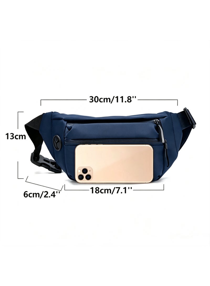 Waist Pack for Men and Women,Crossbody Waist Bag,Multi-Functional Crossbody Chest Pack, Lightweight Nylon Fanny Pack for Travel Walking Running Hiking Cycling Outdoor Sports Easy Carry Any Phone (Blue) - Image 2