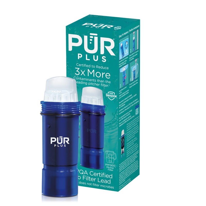 PUR Plus Lead Reducing Water Pitcher and Dispenser Replacement Filter 1Pack NSF WQA Certified Compatible with All PUR Pitchers and Dispensers Blue PPF951K1