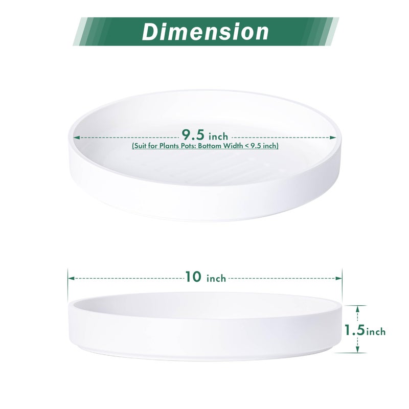 Phoenix Vine 10 Inch Plastic Plant Saucer Water Drip Tray, Heavy Sturdy Round Plant Drainage Tray for Indoors Outdoor, Matte White, 21-TY-10W-1 - Image 2