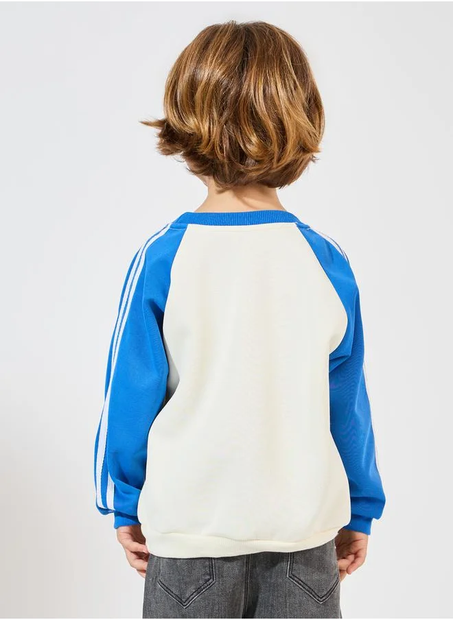 Styli Contrast Striped Printed Sweatshirt