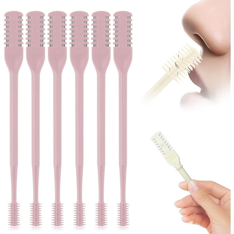 Fauppt Manual Nasal Hair Cutter Mini Travel Essentials,2026 Manual 360° Rotating Nostril Hair Removal Tool Double Sided, 2 in 1 Nose Hair Trimmer for Women Men (Pink, 6 Packs) - Image 1
