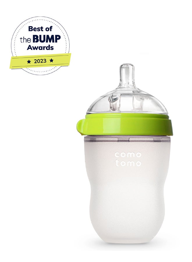 comotomo Natural Feel Baby Bottle 250 ML With Pack Of 2 Natural Teat Silicone Nipples, 1 Hole With Slow Flow, 0 - 3 Months - Image 2