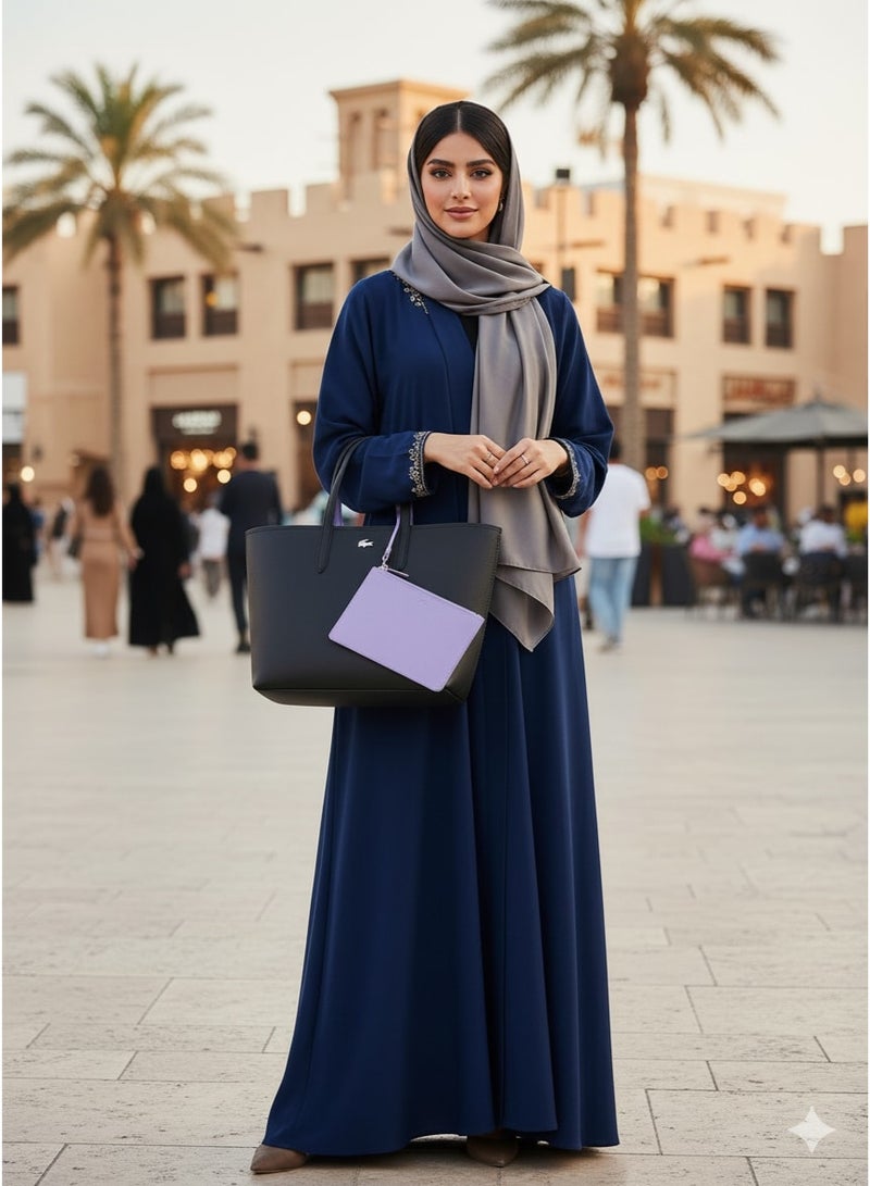 Lacoste Women's Double sided Two tone Large Capacity Handbag, Fashionable Multi functional, Black and Purple - Image 2