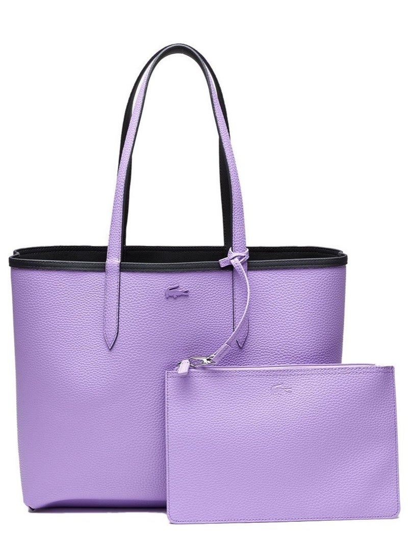 Lacoste Women's Double sided Two tone Large Capacity Handbag, Fashionable Multi functional, Black and Purple - Image 5