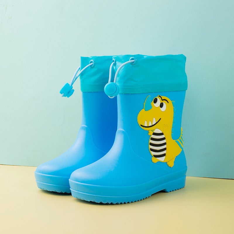 Children'S Rain Boots Non-Slip Waterproof Boys' Rain Boots Kindergarten Water Shoes Girls' Children'S Lightweight Drawstring Fleece-Lined Detachable - Image 1